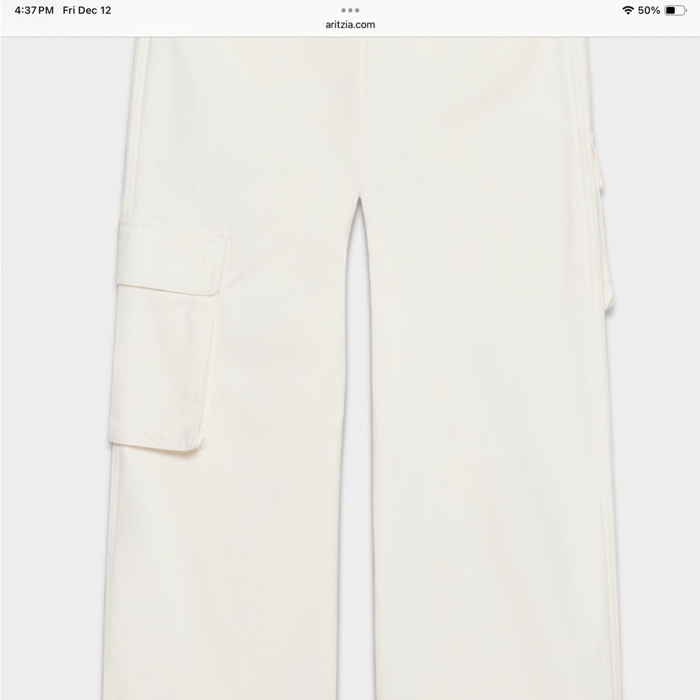 TNA high rise cargo pants in off white